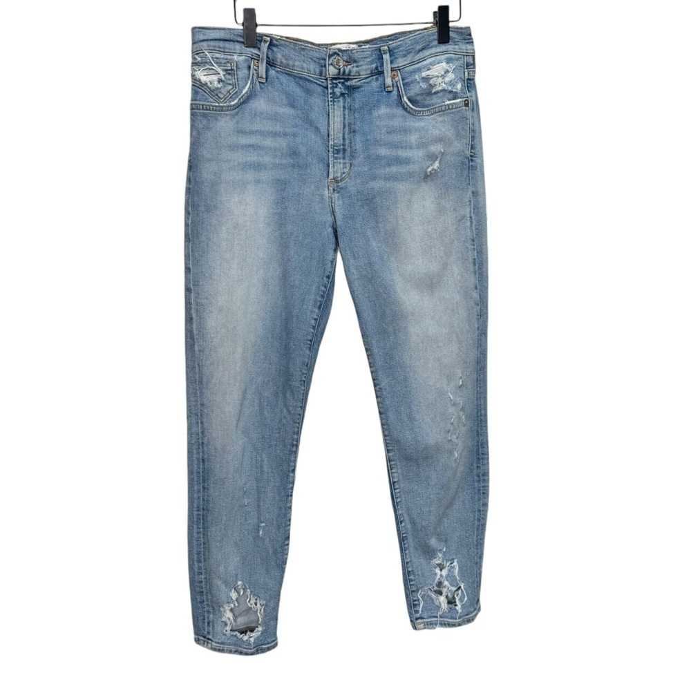 AGOLDE Sophie Crop Jean Chewed Hem & Waistband Size 30 Distressed Destroyed - Picture 2 of 14